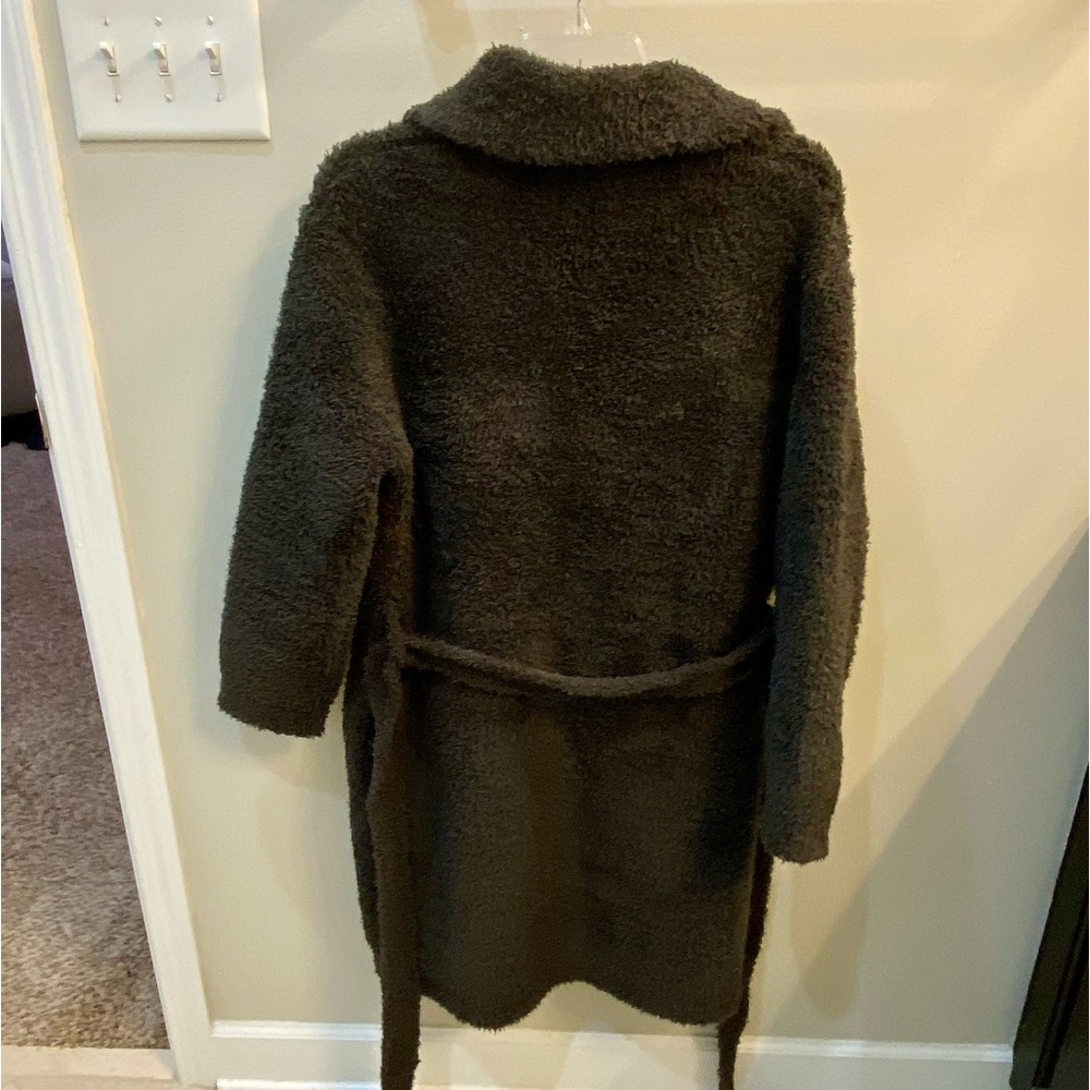 New Barefoot Dreams CozyChic Teddy Coat Coatigan Duster Cardigan Carbon Gray S/M - Picture 6 of 10